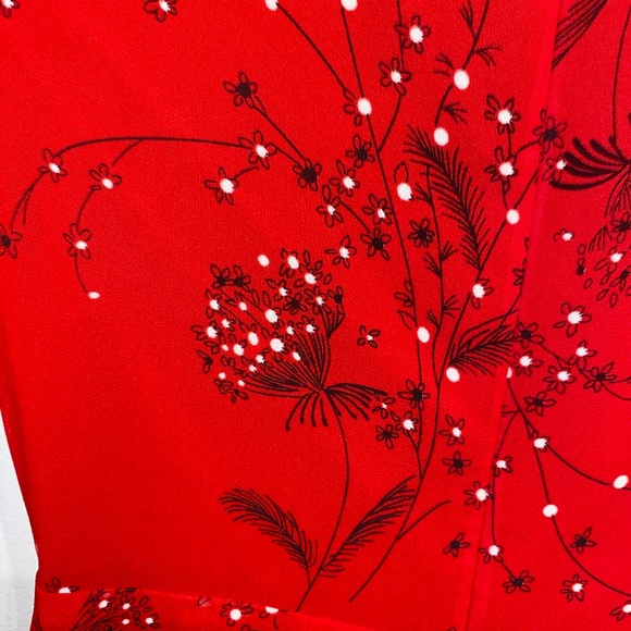 Madewell Red floral print, faux wrap style dress - Picture 4 of 6